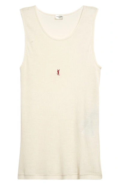 Saint Laurent Undershirt Tank Top In Beige/rouge