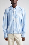 Jacquemus La Chemise Criollo Gingham Toile Shirt Jacket In Print Toile De Jouy Blue