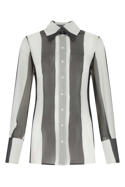 Dolce & Gabbana Printed Silk Shirt In Stripped