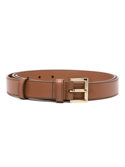 Prada Logo Plaque Leather Belt In Cognac 1