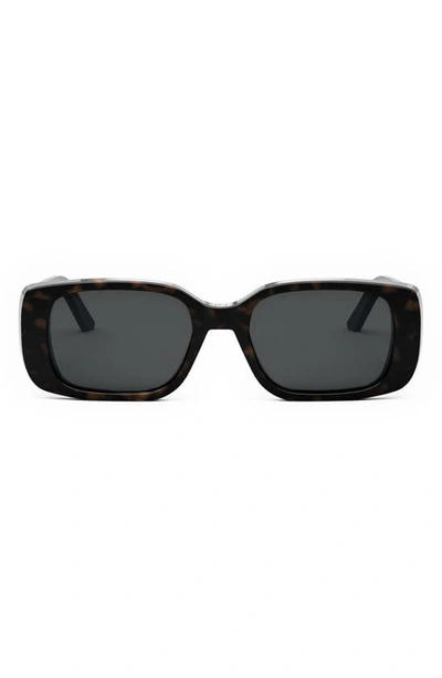 Dior Wil 53mm Polarized Geometric Sunglasses In Dark Havana