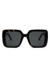 Dior Wil 55mm Polarized Geometric Sunglasses In Dark Havana / Smoke Polarized