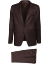 Tagliatore Patch-pocket Single-breasted Suit In Brown