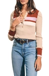 Faherty Mikki Henley T-shirt In Oat Throwback Stripe