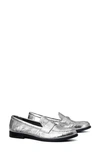 Tory Burch Women's Perry Metallic Loafer Flats In Silver