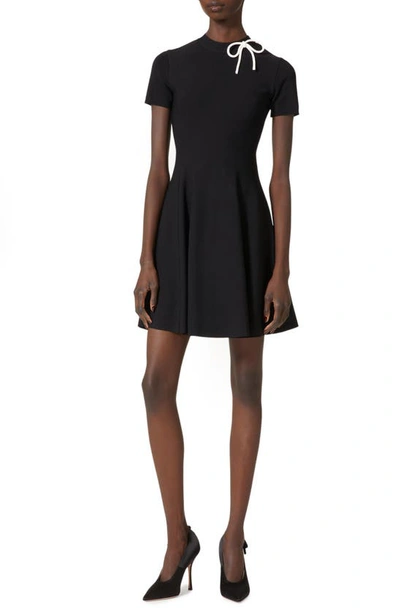 Valentino Knit Midi Dress With Bow Detail In Nero