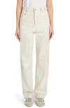 GOLDEN GOOSE KIM STUDDED STRIPE COTTON DENIM STRAIGHT LEG JEANS