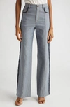 Cinq À Sept Francine Topstitched High-rise Straight-leg Pants In Light Indigo