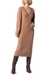 Equipment Jeannie Long Sleeve Cashmere Sweater Dress In Camel