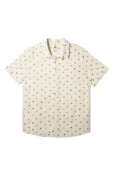 Quiksilver Kids' Minimo Floral Short Sleeve Button-up Shirt In Birch