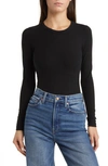 Pistola Bailey Long Sleeve Rib-knit Bodysuit In Noir