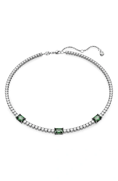 Swarovski Matrix Crystal Tennis Necklace In Green