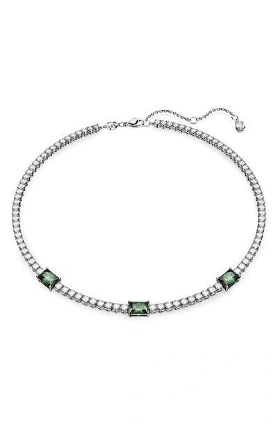 Swarovski Matrix Rhodium Plated Tennis Necklace In Silver
