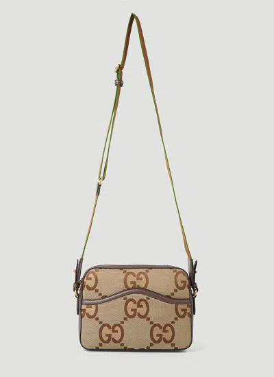 Gucci Jumbo Gg Canvas Messenger Bag In Brown