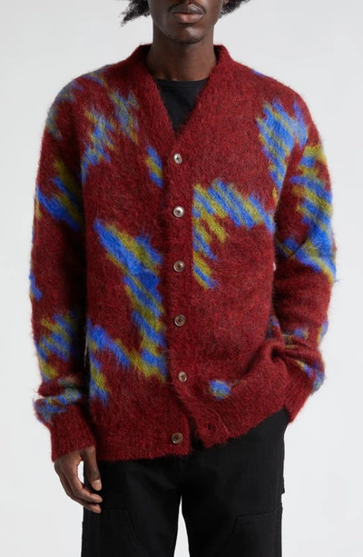 Ahluwalia Mohair-blend Cardigan In Red