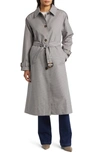BARBOUR MARIE CHECK WATER RESISTANT BELTED TRENCH COAT