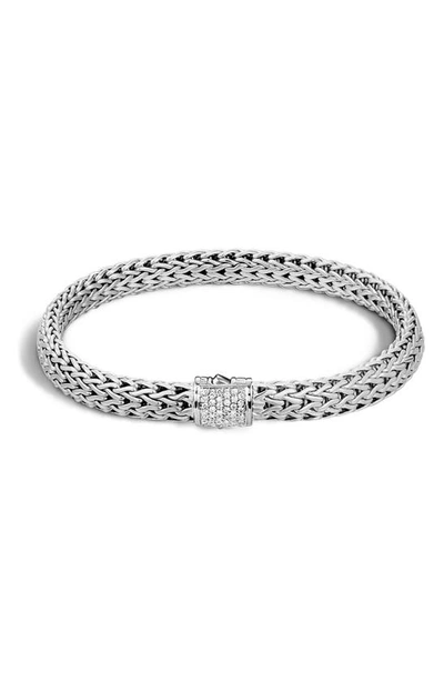 John Hardy Small Classic Chain Pavé Diamond Bracelet In Silver