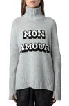 ZADIG & VOLTAIRE ALMA MON AMOUR WOOL GRAPHIC TURTLENECK SWEATER