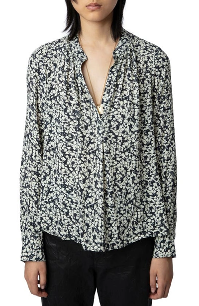 Zadig & Voltaire Tink Floral-print Blouse In Vanille