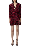 Zadig & Voltaire Rogers Leaf-print Minidress In Noir