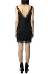 Zadig & Voltaire Zadig&voltaire Womens Noir Renelle Lace-trim Silk Mini Dress In Noir