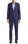 Jack Victor Esprit Soft Constructed Deco Plaid Wool Suit In Navy