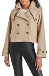 Steve Madden Sirus Crop Trench Coat In Khaki