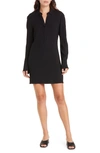 Theory Slim Fit Long Sleeve Polo Dress In Black