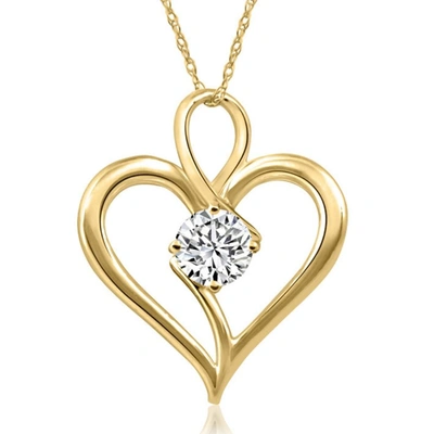 POMPEII3 3/4CT LAB GROWN DIAMOND SOLITAIRE HEART NECKLACE IN YELLOW GOLD PENDANT