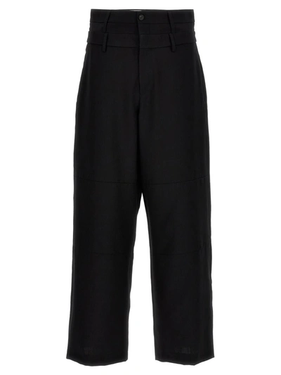 Ambush Double Belted Virgin-wool Trousers In Black