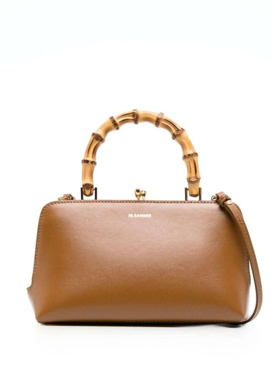 Jil Sander Goji Bamboo Mini Shoulder Bag In Brown