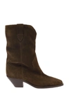 Isabel Marant Dahope Suede Cowboy Boots In Green