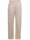 BRUNELLO CUCINELLI BEIGE RELAXED PANTS WITH BELT LOOPS IN CORDUROY WOMAN