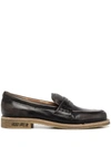 Golden Goose Black Leather Jerry Loafers With Distressed Finish In Black
