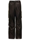 Salvatore Santoro Brown Cargo Pants In Nappa Leather Woman In Black