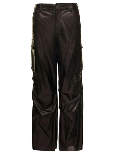 Salvatore Santoro Nappa Leather Cargo Pants In Black