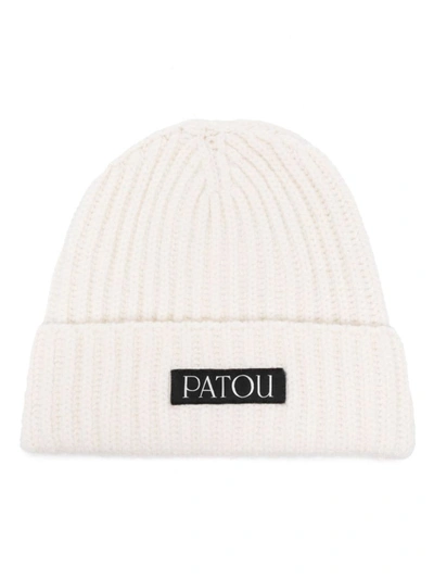 Patou Logo-patch Ribbed Beanie In White