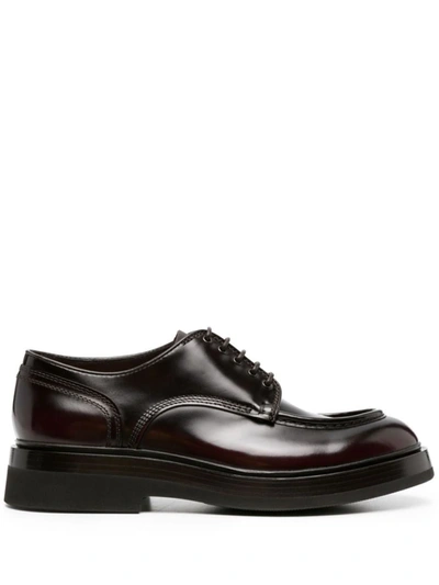 Santoni Gunnar Leather Derby Lace-up Shoes In Red