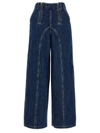 Self-portrait Stitched High-rise Wide-leg Jeans In Blue