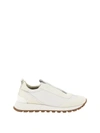 Brunello Cucinelli Women Slip On Sneakers In Leather And Fabric In Neutral