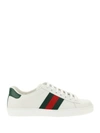 Gucci Ace Leather Sneakers With Lateral Web Band