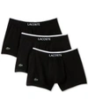 Lacoste Lettered Waist Long Stretch Cotton Boxer Brief 3-pack In Green/grey/white