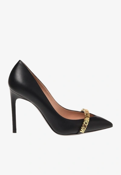 Moschino 100mm Logo-lettering Pumps In Black