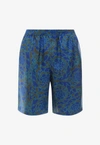 Versace Silk Bermuda Shorts With Allover Print In Blue