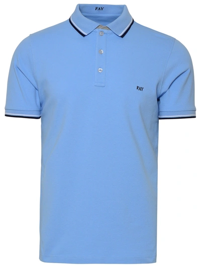 FAY FAY MAN FAY POLO SHIRT IN LIGHT BLUE COTTON