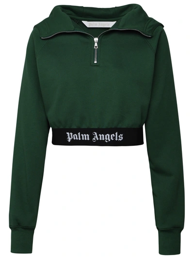 PALM ANGELS PALM ANGELS GREEN COTTON HOODIE WOMAN