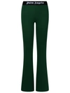 Palm Angels Flared Forest Green Cotton Fleece Jogger Trousers In Green