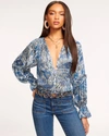 Ramy Brook Aria Paisley-print Blouse In Blue Paisley