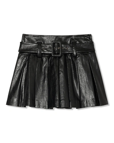 Ramy Brook Natalia Pleated Faux Leather Mini Skirt In Black