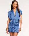 Ramy Brook Violet Satin Button-front Mini Dress In True Blue